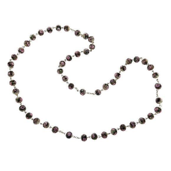 Lampwork Rose Bead Necklace Pink Roses in Sparkly Faceted Glass Beads - Picture 14 of 16